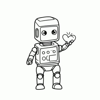 Wall-E com Coração para colorir