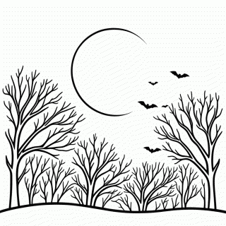 Lua Cheia Gotica — Wandinha (Wednesday) para Colorir