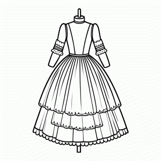 Vestido Preto Com Renda para colorir