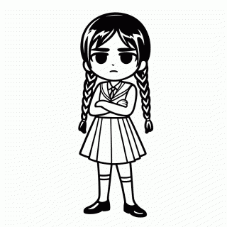 Wandinha Com Trancas — Wandinha (Wednesday) para Colorir