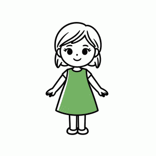 Anna Vestido Verde para colorir
