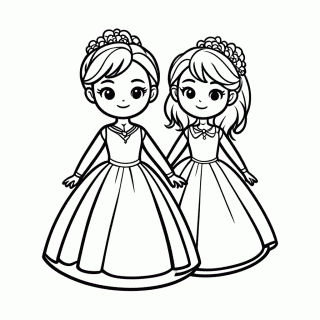 Elsa E Anna Juntas Irmas — Frozen para Colorir
