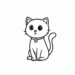 Gato Com Coleira para colorir
