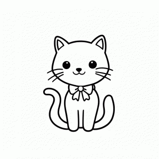 Gato Com Laco para colorir