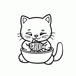 Gato Com Peixe — Gatos — Raças Específicas para Colorir