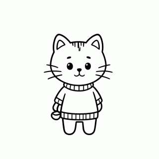 Gato Com Roupinha para colorir