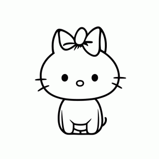 Kitty Classica Laco Vermelho — Hello Kitty para Colorir