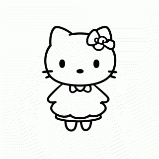 Kitty Com Vestido para colorir