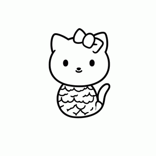 Kitty Sereia Cauda — Hello Kitty para Colorir