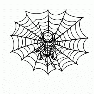 Spider Man Balancando Teia para colorir
