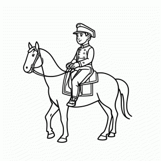 Cavalo Com Cavaleiro para colorir