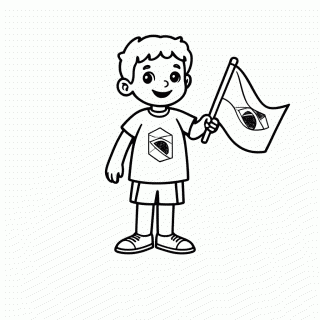 Crianca Com Bandeira para colorir