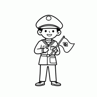 Marinheiro Com Bandeira para colorir