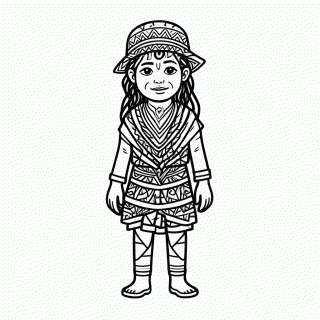 Indio Com Cocar — Indigenas Brasileiros para Colorir