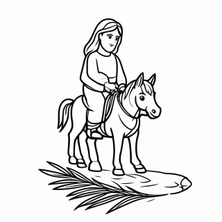 Entrada em Jerusalém no Jumentinho (Domingo de Ramos) para colorir