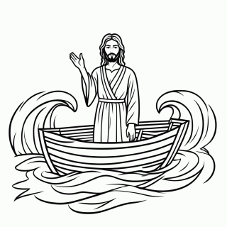 Jesus Acalma a Tempestade para colorir