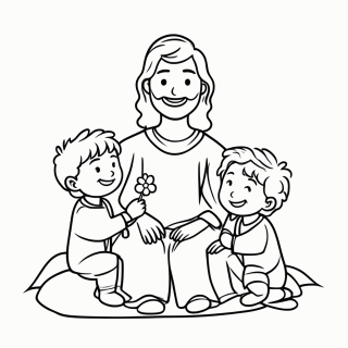 Jesus e as Criancinhas para colorir