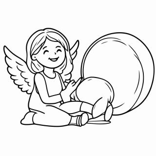 Túmulo Vazio com o Anjo para colorir
