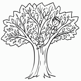 Zaqueu na Árvore para colorir