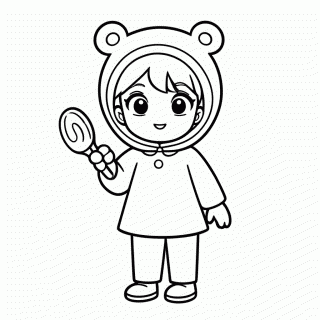Nita Com Urso para colorir