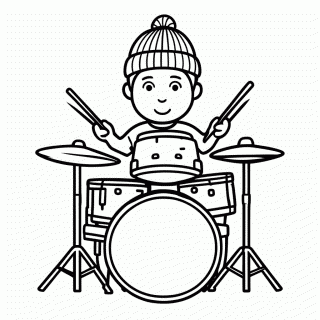 Baterista Com Toca para colorir