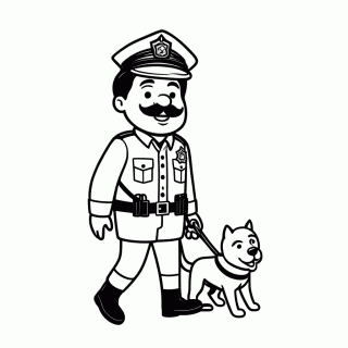 Inspetor Com Cachorro para colorir