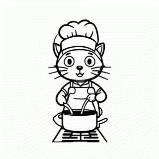 Tom Cozinhando para colorir