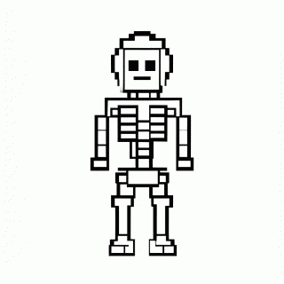 Esqueleto Arqueiro Pixelado para colorir