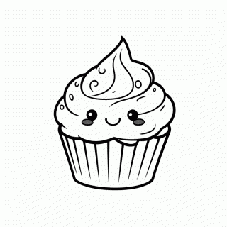 Cupcake Com Cobertura Fofo para colorir