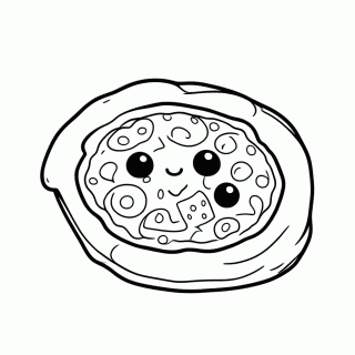 Pizza Kawaii Fatia para colorir