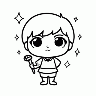 Bonequinha Chibi K Pop — K-Pop para Colorir