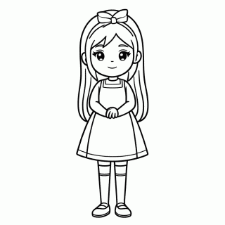 Alice Com Vestido Azul — Alice no Pais das Maravilhas para Colorir
