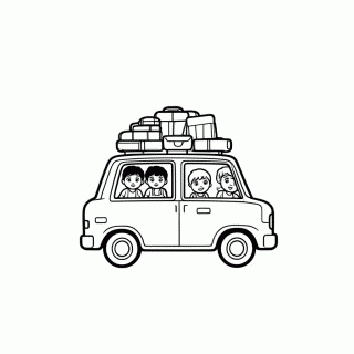 Viagem Em Familia para colorir