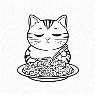Garfield Comendo Lasanha — Garfield para Colorir