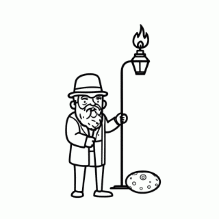 Acendedor De Lampioes para colorir