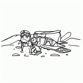 Aviador No Deserto para colorir