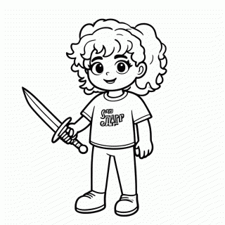 Annabeth Com Faca De Bronze para colorir