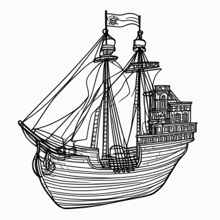 Navio Jolly Roger para colorir