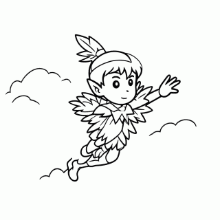 Peter Pan Voando — Peter Pan para Colorir