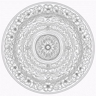 Mandala oriental Media para colorir