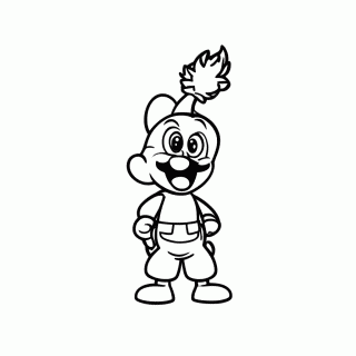 Mario Com Flor Fogo para colorir