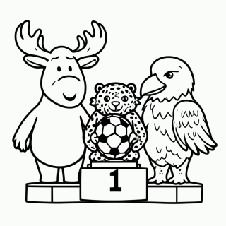 Mascotes no Pódio para colorir