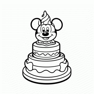 Mickey Aniversario Bolo para colorir