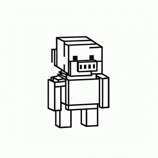 Porco Rosa Blocos — Minecraft para Colorir