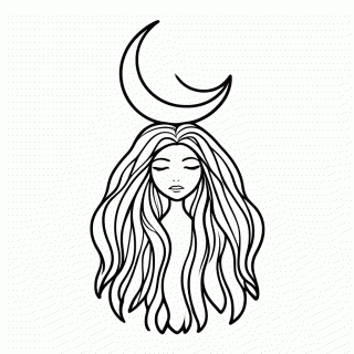 Jaci, Deusa da Lua para colorir