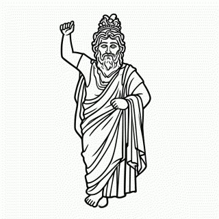 Zeus Raio Olimpo — Mitologia Grega para Colorir