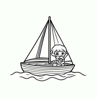 Moana Canoa Navegando para colorir