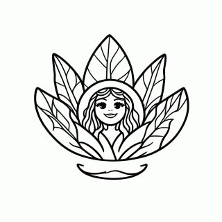 Moana Classica Coroa Folhas — Moana para Colorir
