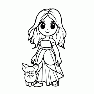 Moana Com Pua Porquinho para colorir