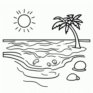 Praia para colorir